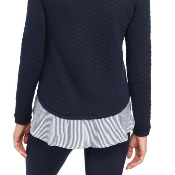 NWT Crown & Ivy Chevron 2fer Shirt Tail Sweatshirt - Picture 3 of 5